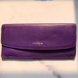 Coach Purple Leather Slim Wallet